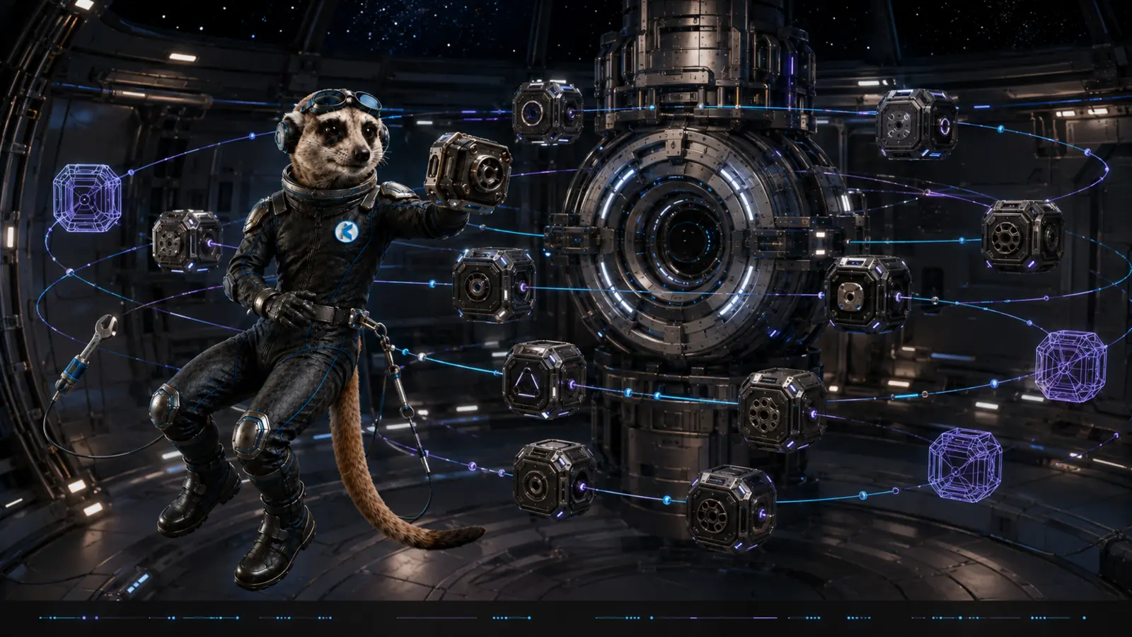 The Kumwe meerkat arranging focused contract modules around one coherent platform core.