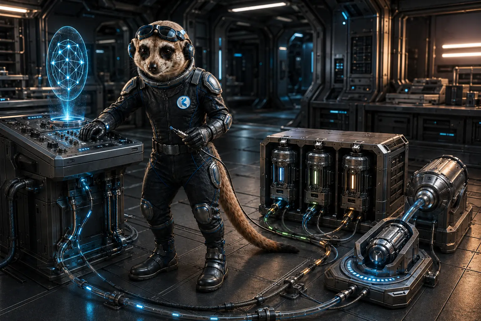 The meerkat testing portable database cores, recovery equipment and an AI service interface.