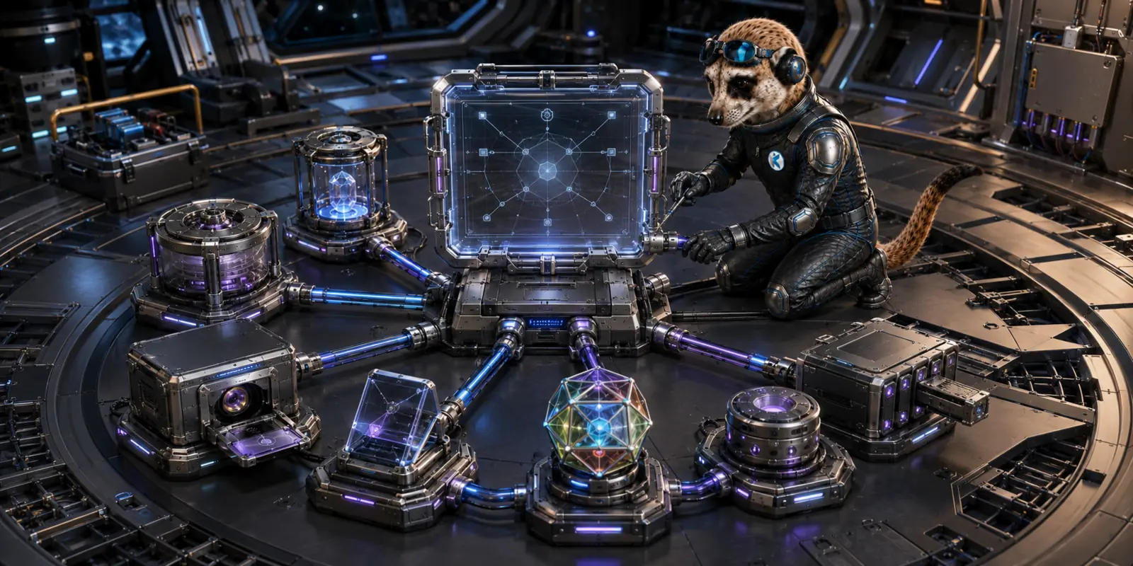 The meerkat linking secure authoring primitives around a central canvas.